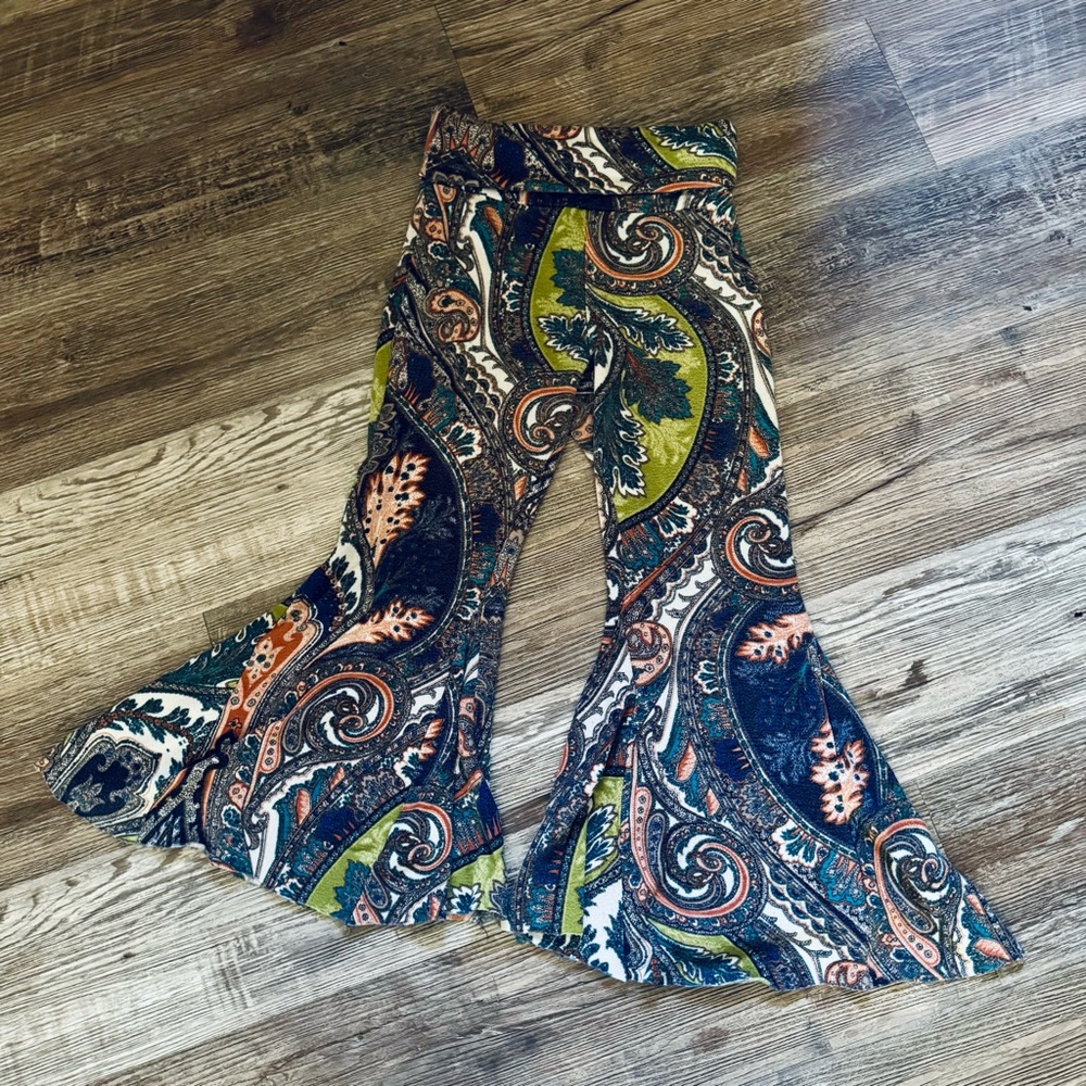 Bohemian Multicolor Paisley Flare Pants Size Small/Medium